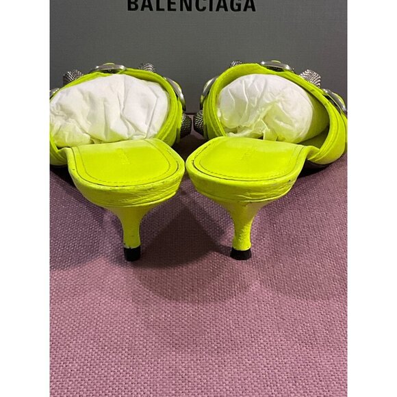 BALENCIAGA Cagole Mules in Fluo Yellow & Palladium 37 with box Womens low Heels - Picture 7 of 16